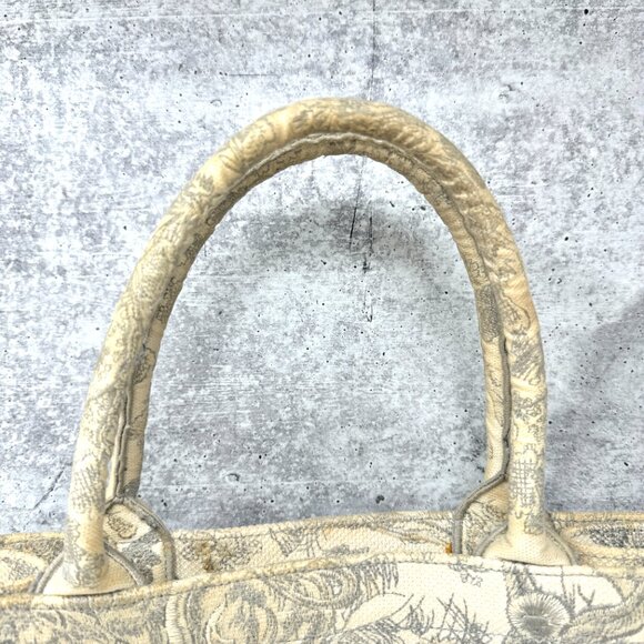 Christian Dior Medium Book Tote Toile de Jouy Beige Gray Canvas Bag - Picture 12 of 16